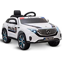 HOMCOM Coche Eléctrico de Policía para Niños Mercedes EQC Batería 12V +3 Años con Mando a Distancia Música Bocina y…